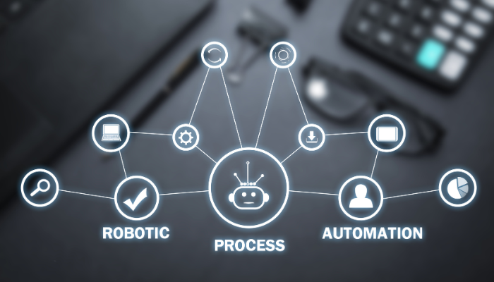 Graphic showing automated email workflow with triggers and actions