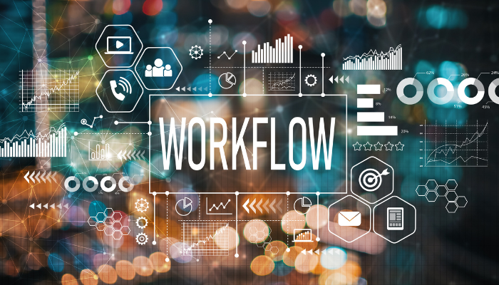 Graphic showing automated email workflow with triggers and actions